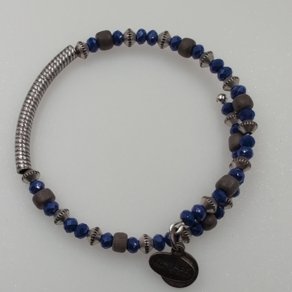 Alex and Ani Blue and Green Beaded Bracelets with Metallic Accents - Picture 3 of 5